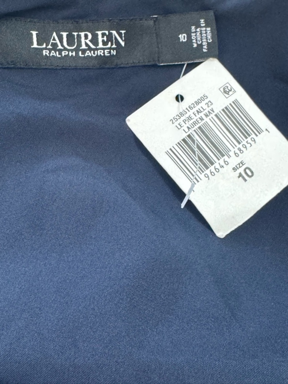 Lauren Ralph Lauren One Shoulder Formal Cocktail Evening Navy Blue Dress Sz 10 - Picture 5 of 9